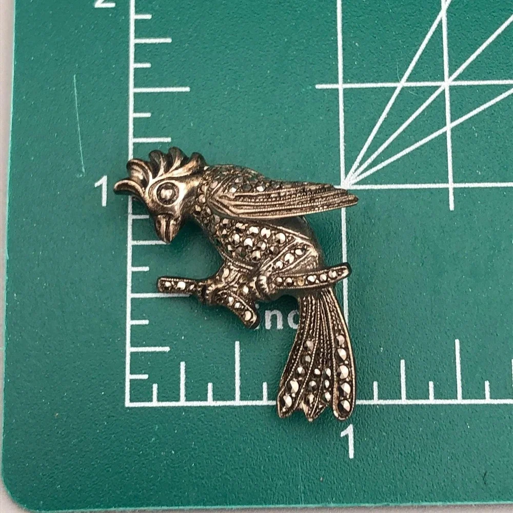 Vintage Sterling Silver Bird Brooch Pin 925 Dimensional Cockatoo 7.36 grams